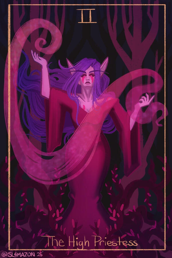 The High Priestess: Velathira - Tarot Portrait for Artfight