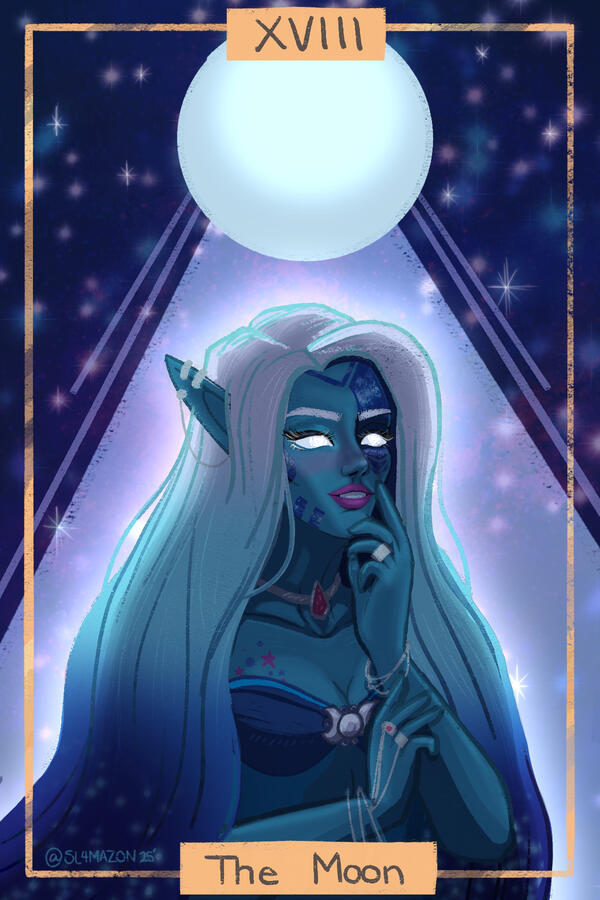 The Moon: The First Mother - Tarot Portrait for Artfight The Moon: The First Mother - Tarot Portrait for Artfight