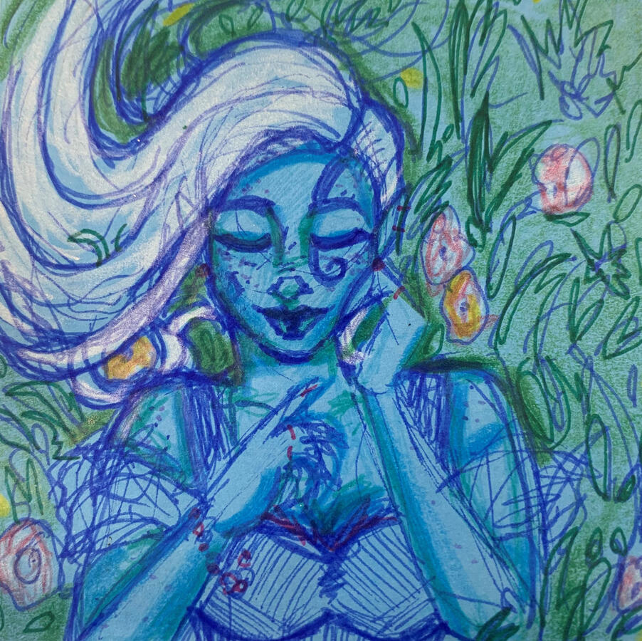 Vetra Portrait Ink and Color Pencil